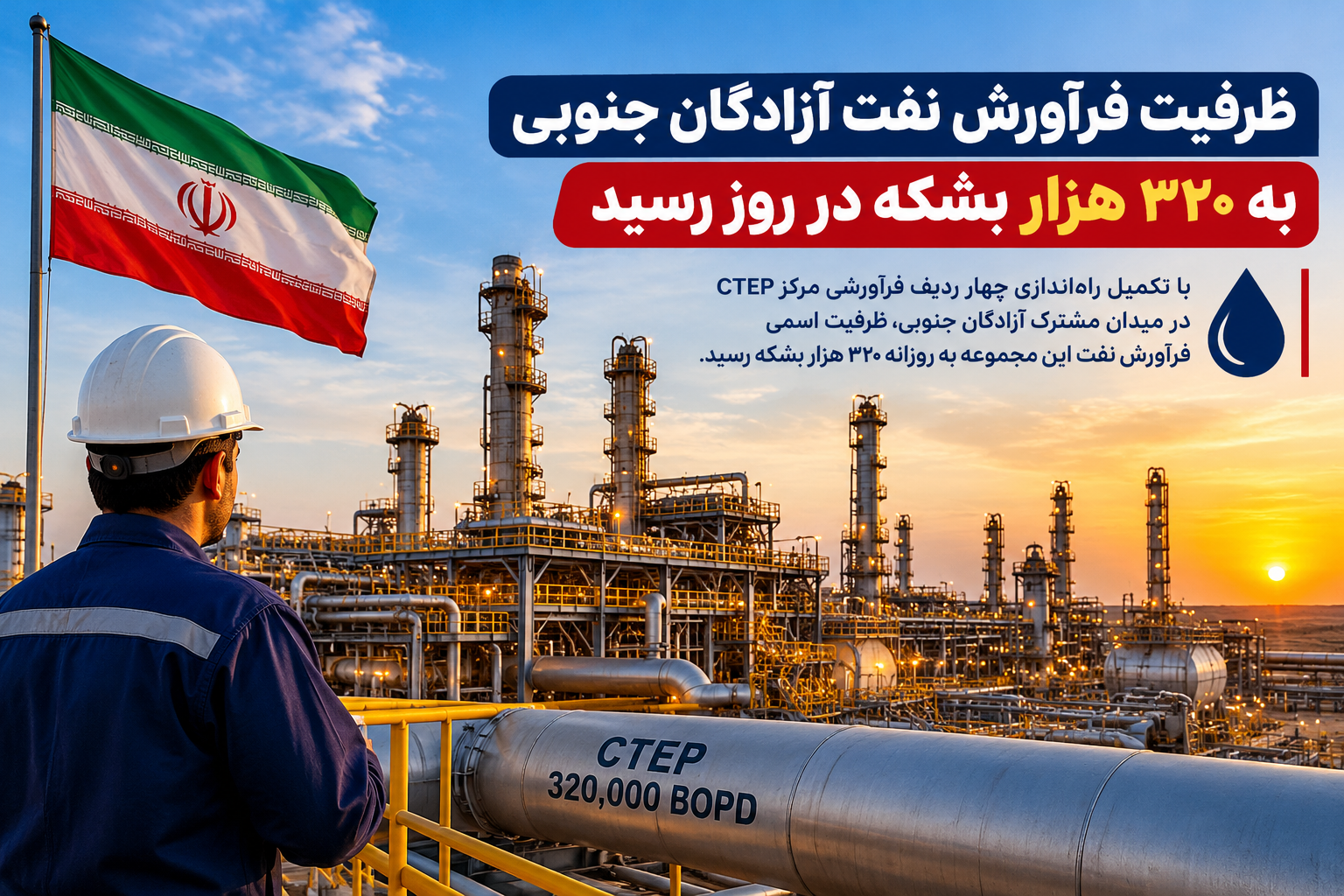 ظرفیت فرآورش نفت آزادگان جنوبی به ۳۲۰ هزار بشکه در روز رسید
